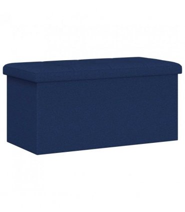 vidaXL Foldable Storage Bench Blue 180 kg 80 L 77 x 38 x 38 cm Linen