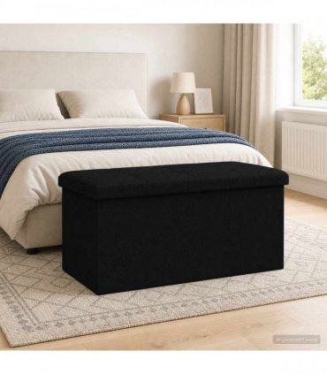 vidaXL Foldable Storage Bench Black 180 kg 80 L 77 x 38 x 38 cm Linen