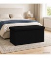 vidaXL Foldable Storage Bench Black 180 kg 80 L 77 x 38 x 38 cm Linen