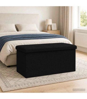 vidaXL Foldable Storage Bench Black 180 kg 80 L 77 x 38 x 38 cm Linen