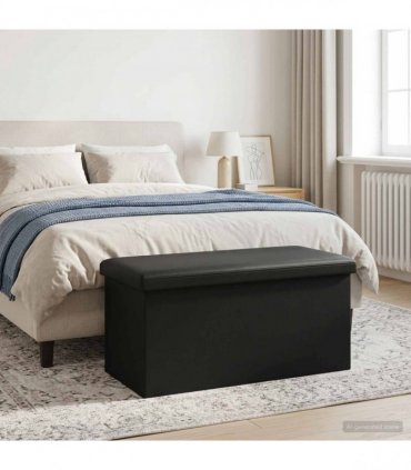 vidaXL Foldable Storage Bench Black 180 kg 80 L 77 x 38 x 38 cm PVC