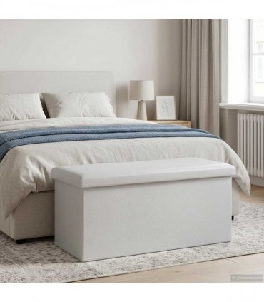 vidaXL Foldable Storage Bench White 180 kg 80 L 77 x 38 x 38 cm PVC