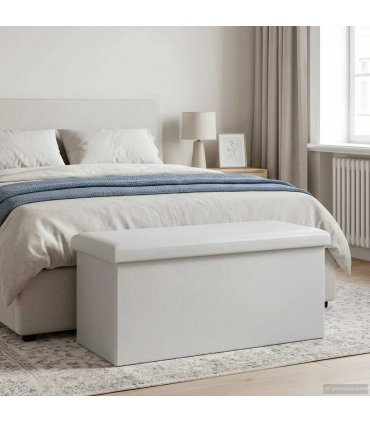 vidaXL Foldable Storage Bench White 180 kg 80 L 77 x 38 x 38 cm PVC