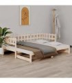 vidaXL Pull-out Day Bed without Mattress 2x(80x200) cm Solid Wood Pine — Colour: natural, Size: 80 x 200 cm
