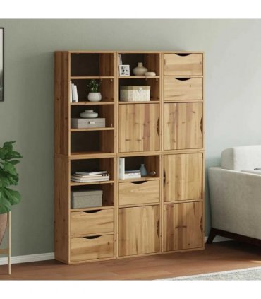 vidaXL Side Cabinets 6 pcs "ODDA" 40x24x79 cm Solid Wood Pine — Colour: Natural, Model: 9 shelves 5 drawers
