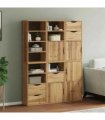 vidaXL Side Cabinets 6 pcs "ODDA" 40x24x79 cm Solid Wood Pine — Colour: Natural, Model: 9 shelves 5 drawers