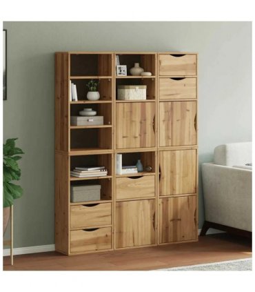 vidaXL Side Cabinets 6 pcs "ODDA" 40x24x79 cm Solid Wood Pine — Colour: Natural, Model: 9 shelves 5 drawers