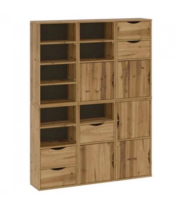 vidaXL Side Cabinets 6 pcs "ODDA" 40x24x79 cm Solid Wood Pine — Colour: Natural, Model: 9 shelves 5 drawers