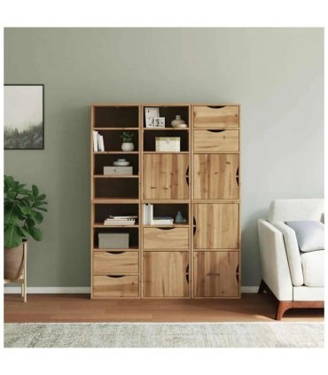 vidaXL Side Cabinets 6 pcs "ODDA" 40x24x79 cm Solid Wood Pine — Colour: Natural, Model: 9 shelves 5 drawers