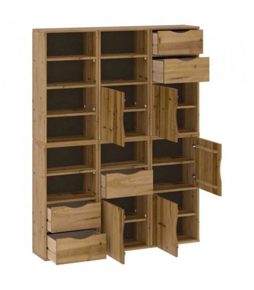 vidaXL Side Cabinets 6 pcs "ODDA" 40x24x79 cm Solid Wood Pine — Colour: Natural, Model: 9 shelves 5 drawers