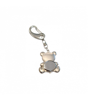Imperial Key Chain Clock Teddy Silver IMP720- CLEARANCE NEEDS RE-BATTERY
