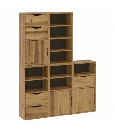vidaXL Side Cabinets 5 pcs ODDA 40x24x79 cm Solid Wood Pine — Colour: Natural, Model: 5 drawers 9 shelves