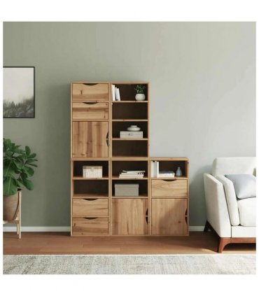 vidaXL Side Cabinets 5 pcs ODDA 40x24x79 cm Solid Wood Pine — Colour: Natural, Model: 5 drawers 9 shelves