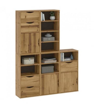 vidaXL Side Cabinets 5 pcs ODDA 40x24x79 cm Solid Wood Pine — Colour: Natural, Model: 5 drawers 9 shelves