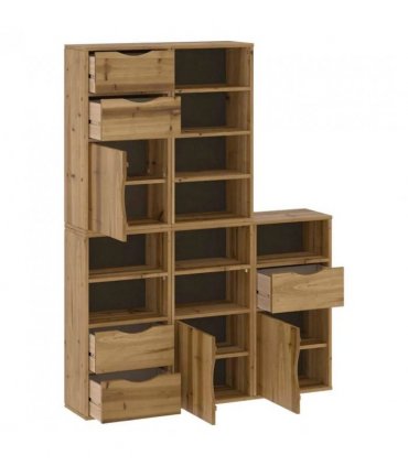 vidaXL Side Cabinets 5 pcs ODDA 40x24x79 cm Solid Wood Pine — Colour: Natural, Model: 5 drawers 9 shelves
