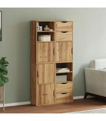vidaXL Side Cabinets 4 pcs "ODDA" 40x24x79 cm Solid Wood Pine — Colour: Natural, Model: 4 shelves 4 drawers