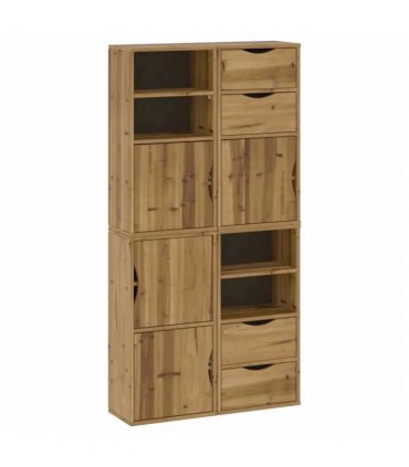 vidaXL Side Cabinets 4 pcs "ODDA" 40x24x79 cm Solid Wood Pine — Colour: Natural, Model: 4 shelves 4 drawers