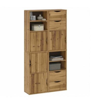 vidaXL Side Cabinets 4 pcs "ODDA" 40x24x79 cm Solid Wood Pine — Colour: Natural, Model: 4 shelves 4 drawers