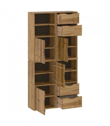 vidaXL Side Cabinets 4 pcs "ODDA" 40x24x79 cm Solid Wood Pine — Colour: Natural, Model: 4 shelves 4 drawers