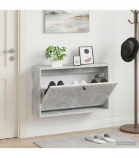 vidaXL Wall-Mounted Shoe Cabinet EDE 71 x 17 x 43 cm Engineered Wood — Colour: Concrete grey
