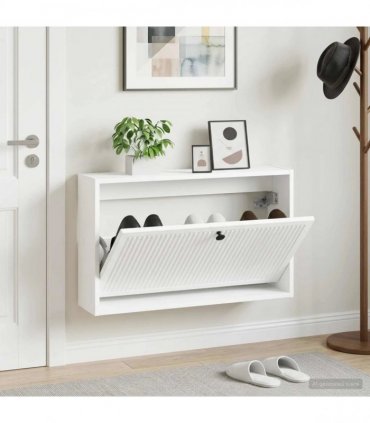 vidaXL Wall-Mounted Shoe Cabinet EDE 71 x 17 x 43 cm Engineered Wood — Colour: White