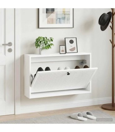 vidaXL Wall-Mounted Shoe Cabinet EDE 71 x 17 x 43 cm Engineered Wood — Colour: White