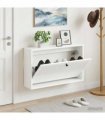 vidaXL Wall-Mounted Shoe Cabinet EDE 71 x 17 x 43 cm Engineered Wood — Colour: High gloss white