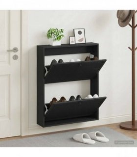 vidaXL Wall-Mounted Shoe Cabinet EDE 71 x 17 x 86 cm Engineered Wood — Colour: Black