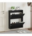 vidaXL Wall-Mounted Shoe Cabinet EDE 71 x 17 x 86 cm Engineered Wood — Colour: Black