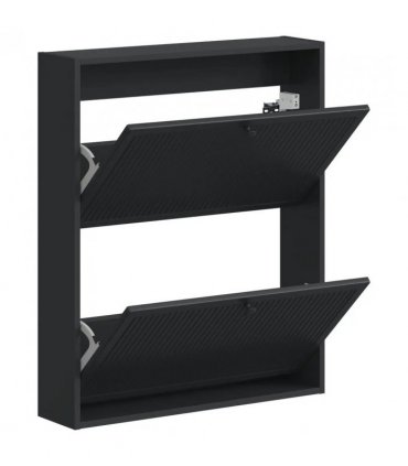 vidaXL Wall-Mounted Shoe Cabinet EDE 71 x 17 x 86 cm Engineered Wood — Colour: Black