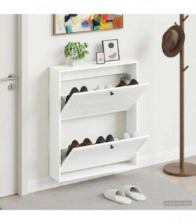 vidaXL Wall-Mounted Shoe Cabinet EDE 71 x 17 x 86 cm Engineered Wood — Colour: High gloss white