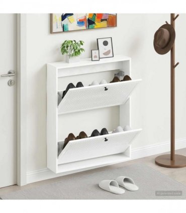 vidaXL Wall-Mounted Shoe Cabinet EDE 71 x 17 x 86 cm Engineered Wood — Colour: High gloss white