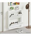 vidaXL Wall-Mounted Shoe Cabinet EDE 71 x 17 x 86 cm Engineered Wood — Colour: High gloss white