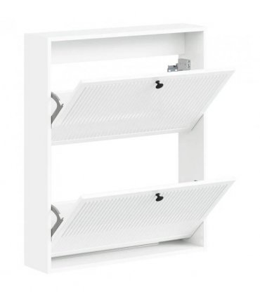 vidaXL Wall-Mounted Shoe Cabinet EDE 71 x 17 x 86 cm Engineered Wood — Colour: High gloss white