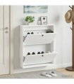 vidaXL Wall-Mounted Shoe Cabinet EDE 71 x 17 x 86 cm Engineered Wood — Colour: White