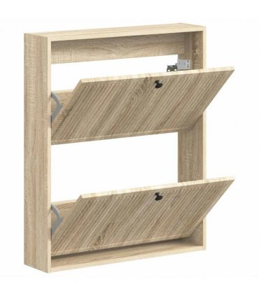 vidaXL Wall-Mounted Shoe Cabinet EDE 71 x 17 x 86 cm Engineered Wood — Colour: Sonoma oak