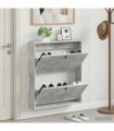 vidaXL Wall-Mounted Shoe Cabinet EDE 71 x 17 x 86 cm Engineered Wood — Colour: Concrete grey