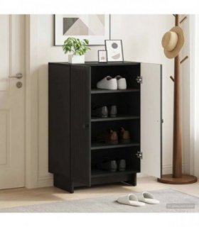 vidaXL Shoe Cabinet EDE 59.5 x 39.5 x 90 cm Engineered Wood Black