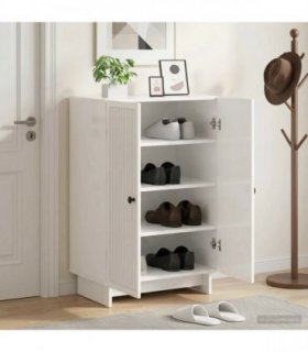 vidaXL Shoe Cabinet EDE 59.5 x 39.5 x 90 cm Engineered Wood — Colour: High gloss white