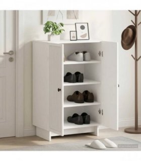 vidaXL Shoe Cabinet EDE 59.5 x 39.5 x 90 cm Engineered Wood White