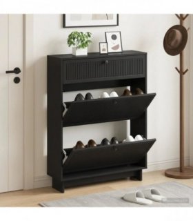 vidaXL Shoe Cabinet EDE 78 x 24 x 103 cm Engineered Wood Black