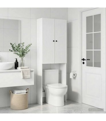 vidaXL Toilet Cabinet EDE High Gloss White 66 x 25.5 x 190 cm