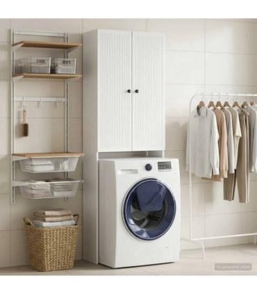 vidaXL Toilet Cabinet EDE High Gloss White 66 x 25.5 x 190 cm