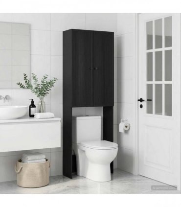 vidaXL Toilet Cabinet EDE Black 66 x 25.5 x 190 cm Engineered Wood