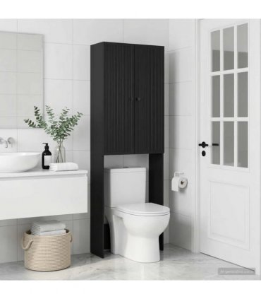 vidaXL Toilet Cabinet EDE Black 66 x 25.5 x 190 cm Engineered Wood