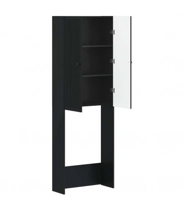 vidaXL Toilet Cabinet EDE Black 66 x 25.5 x 190 cm Engineered Wood
