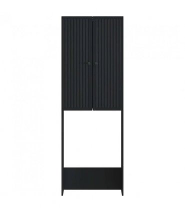 vidaXL Toilet Cabinet EDE Black 66 x 25.5 x 190 cm Engineered Wood