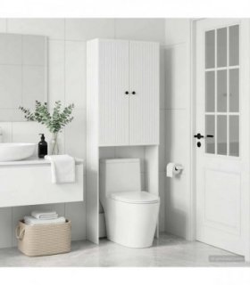 vidaXL Toilet Cabinet EDE White 66 x 25.5 x 190 cm Engineered Wood