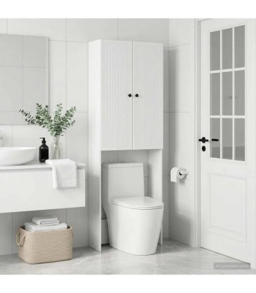 vidaXL Toilet Cabinet EDE White 66 x 25.5 x 190 cm Engineered Wood