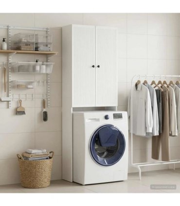 vidaXL Toilet Cabinet EDE White 66 x 25.5 x 190 cm Engineered Wood